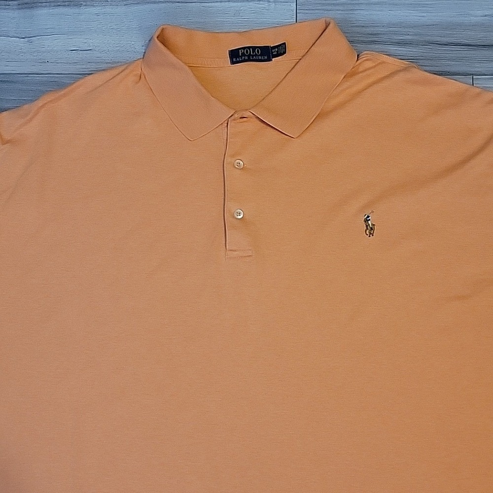 Polo Ralph Lauren Shirt Mens 4XB‎ Orange Flesh Pony Pullover Big&Tall